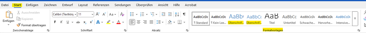 MS Word Formatvorlagen