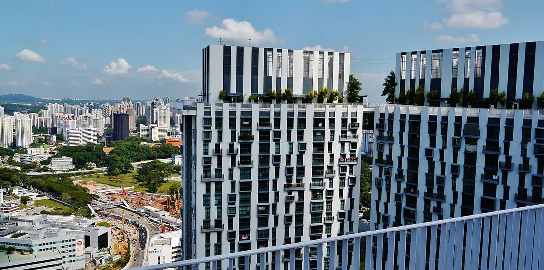 Ausblick über Singapur vom Dach des Pinnacle@Duxton