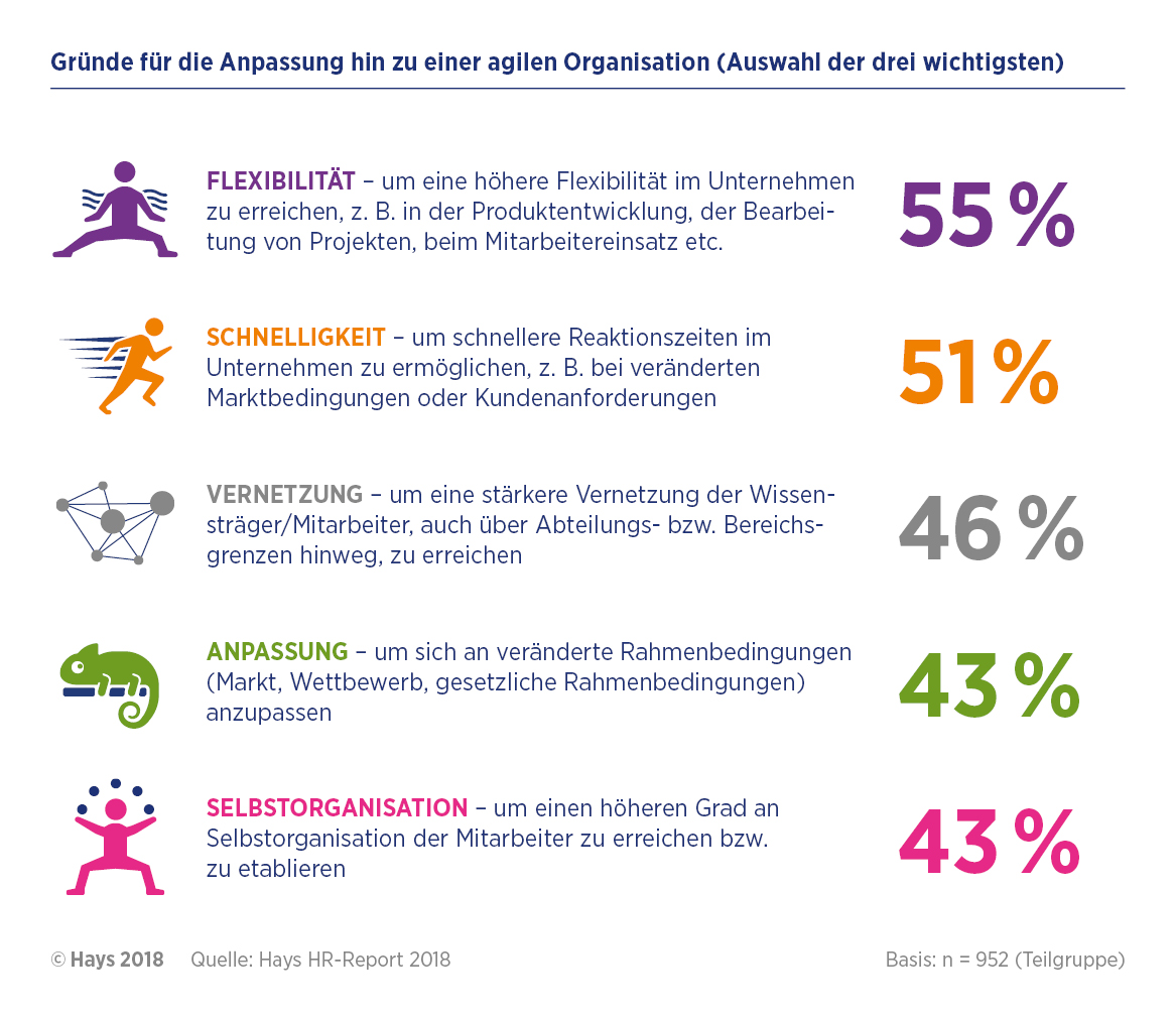 Gründe für die Anpassung hin zu einer agilen Organisation (Auswahl der drei wichtigsten)