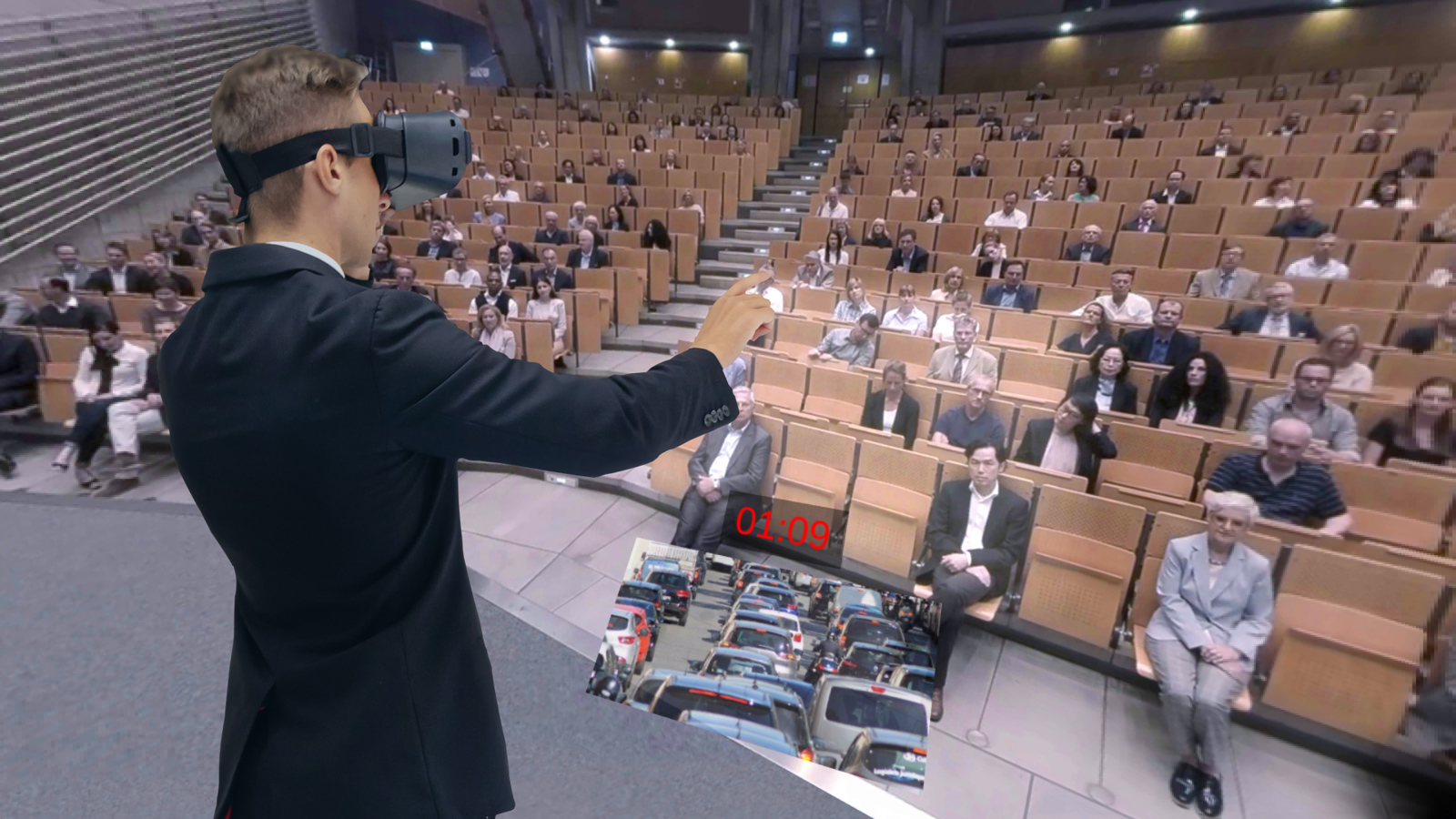 Souverän auftreten im virtuellen Audimax von VR EasySpeech
